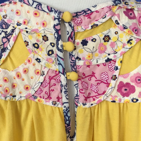 Buttercup Yellow Pink Blue Floral Patchwork Tunic Dress Hippie Boho Festival Y2K - Picture 9 of 12